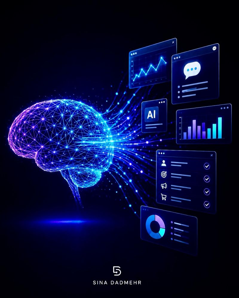Samsina visual about AI, analytics and marketing growth